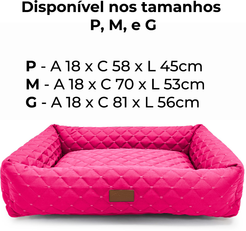 Cama Retangular Fábrica Pet Matelasse Pink - Tam. P