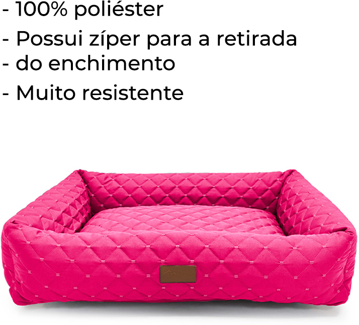 Cama Retangular Fábrica Pet Matelasse Pink - Tam. P