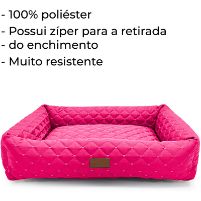 Cama Retangular Fábrica Pet Matelasse Pink