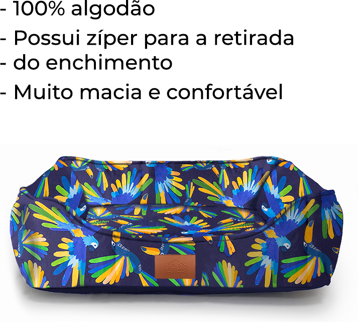Cama Fábrica Pet Meu Brasil Arara Azul - Tam. M