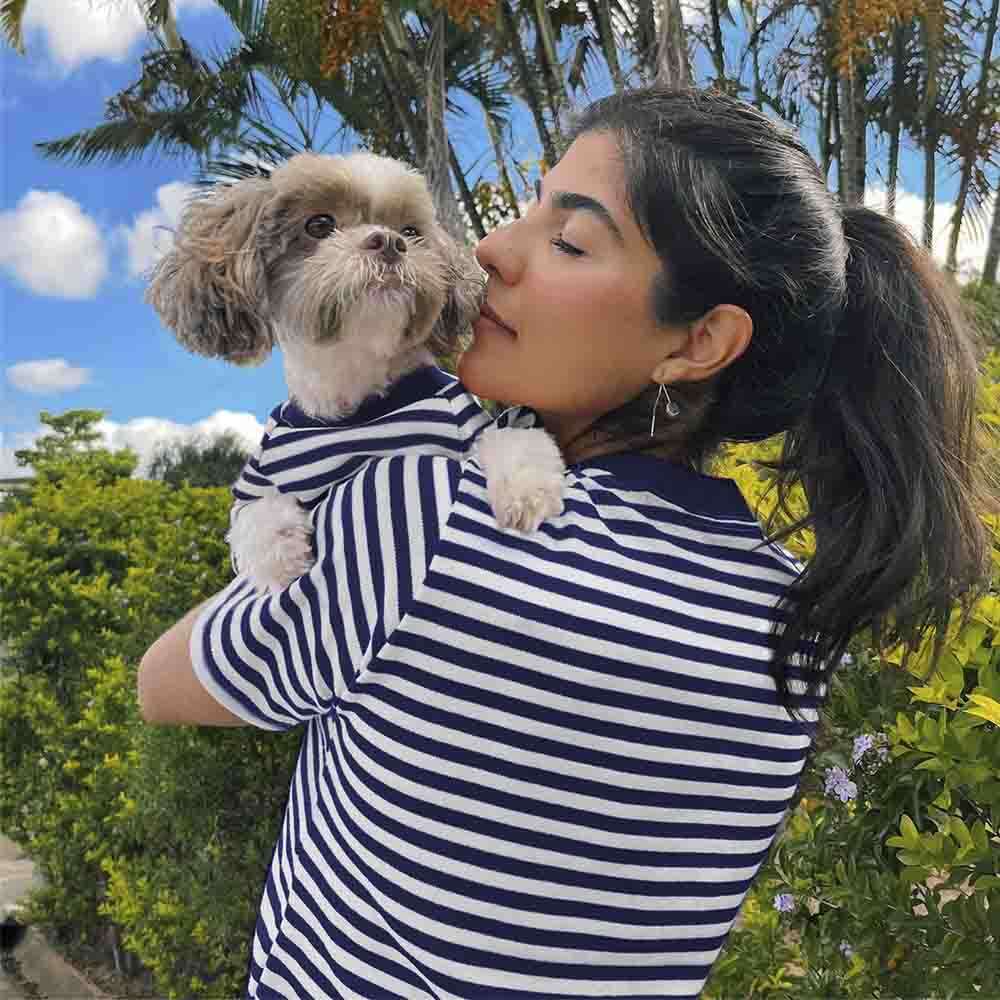 Camiseta Fábrica Pet Listrada Tal Mãe Tal Pet Marinho - Tam. GG