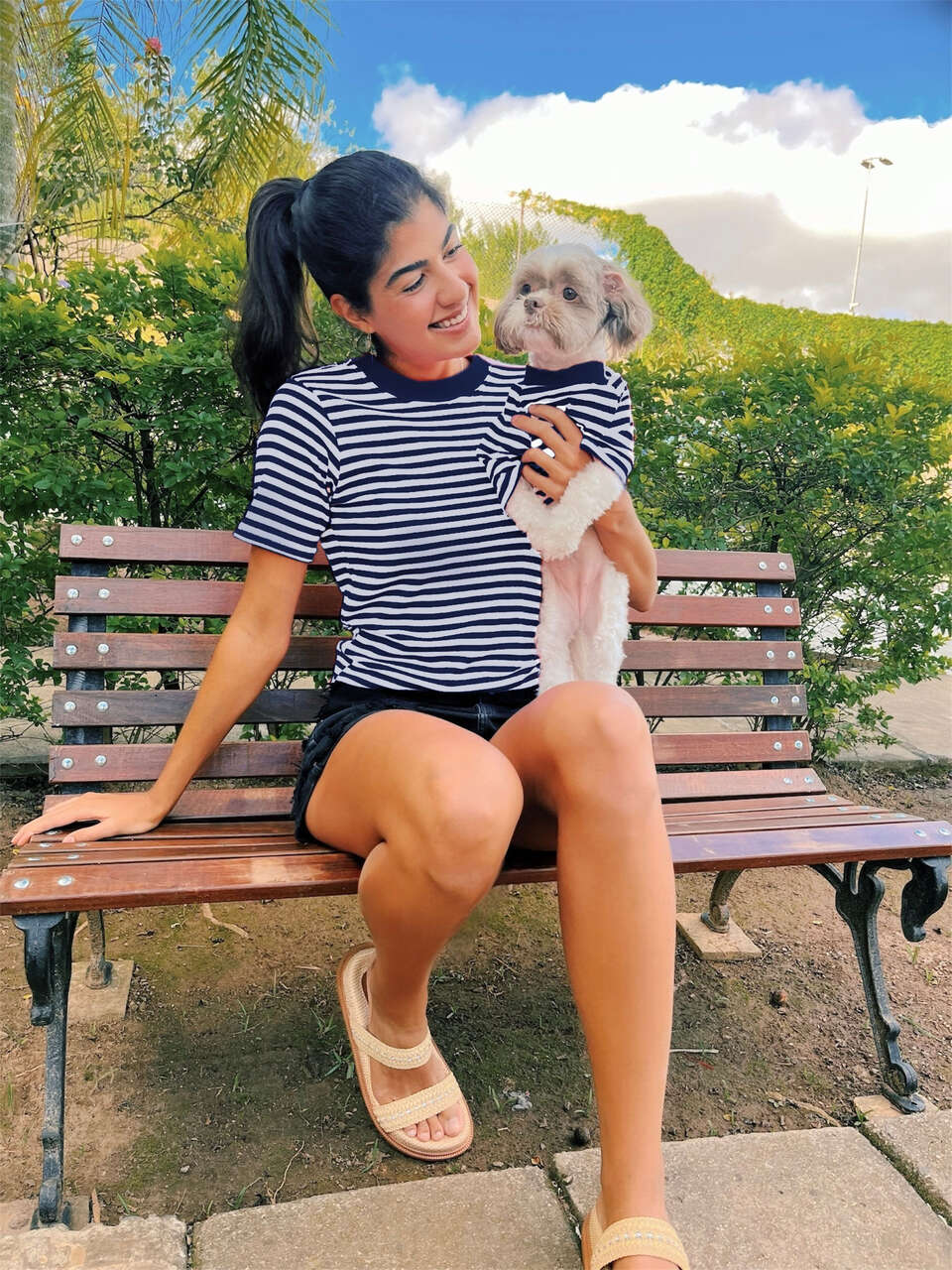 Camiseta Fábrica Pet Listrada Tal Mãe Tal Pet Marinho - Tam. GG