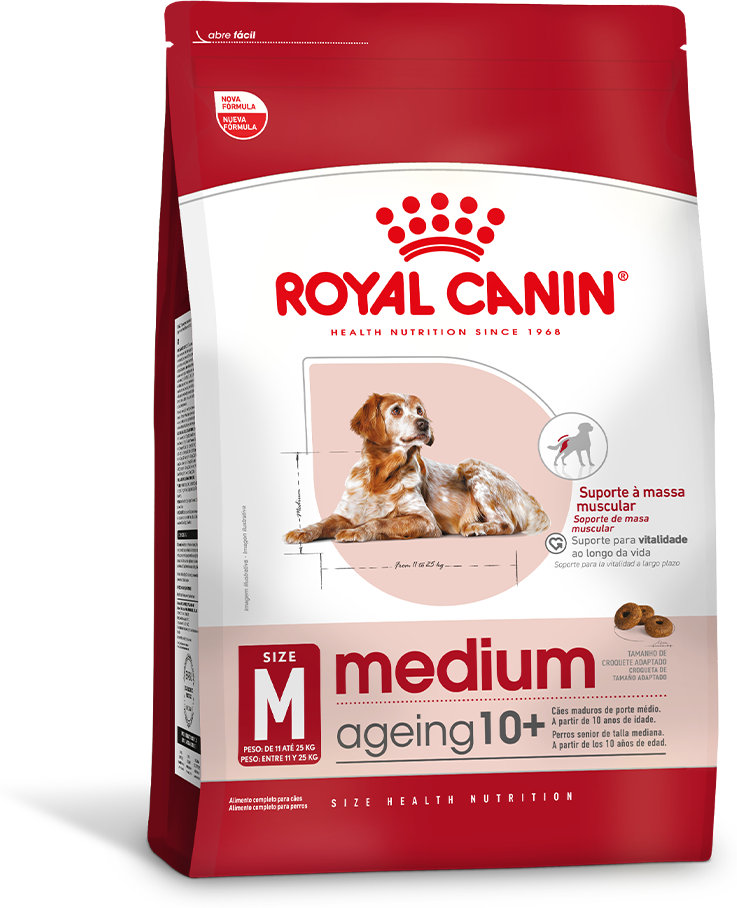 Ração Royal Canin Medium Ageing 10 + para Cães Idosos de Raças Médias com 10 Anos ou mais - 12Kg