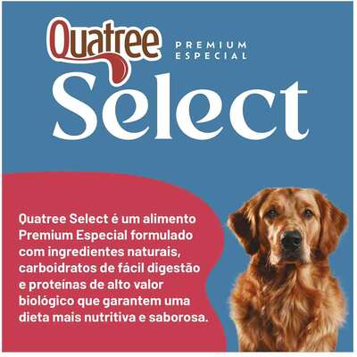 Ração Seca Quatree Select Frango e Arroz Cães Adultos Raças Médias e Grandes