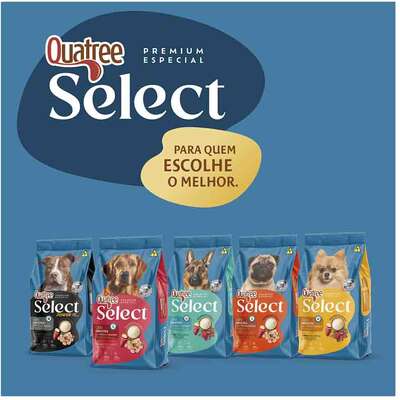 Ração Seca Quatree Select Frango e Arroz Cães Adultos Raças Médias e Grandes