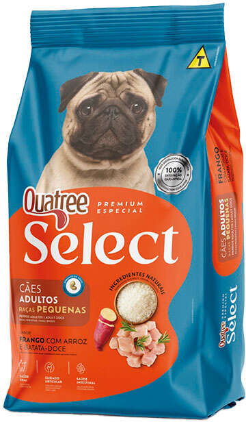 Ração Seca Quatree Select Frango e Arroz Cães Adultos Raças Pequenas - 10,1Kg