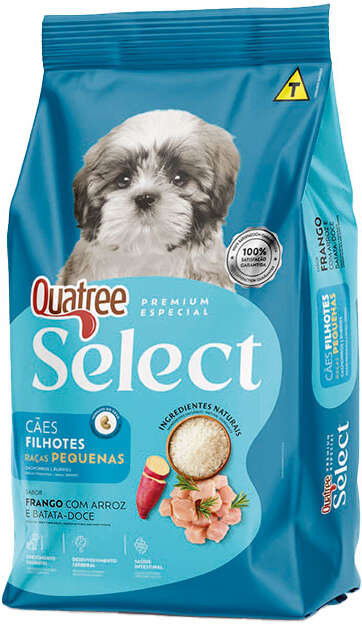Ração Seca Quatree Select Frango e Arroz Cães Filhotes Raças Pequenas - 3Kg