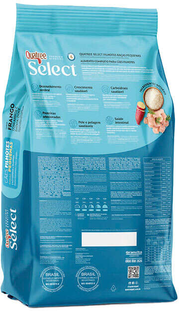 Ração Seca Quatree Select Frango e Arroz Cães Filhotes Raças Pequenas - 3Kg
