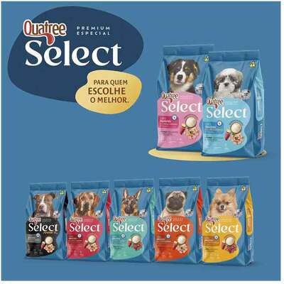 Ração Seca Quatree Select Frango e Arroz Cães Filhotes Raças Pequenas