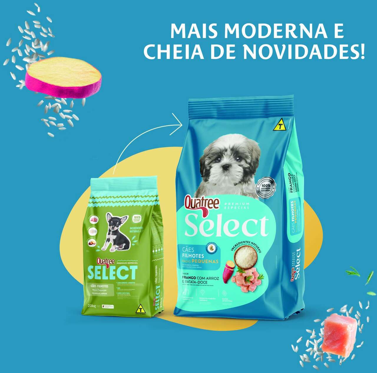 Ração Seca Quatree Select Frango e Arroz Cães Filhotes Raças Pequenas - 3Kg