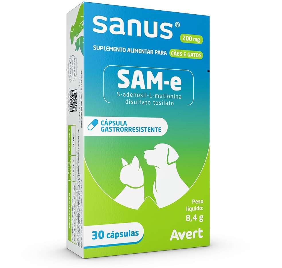 Suplemento Alimentar Avert Sanus 200 mg para Cães e Gatos - 30 Cápsulas