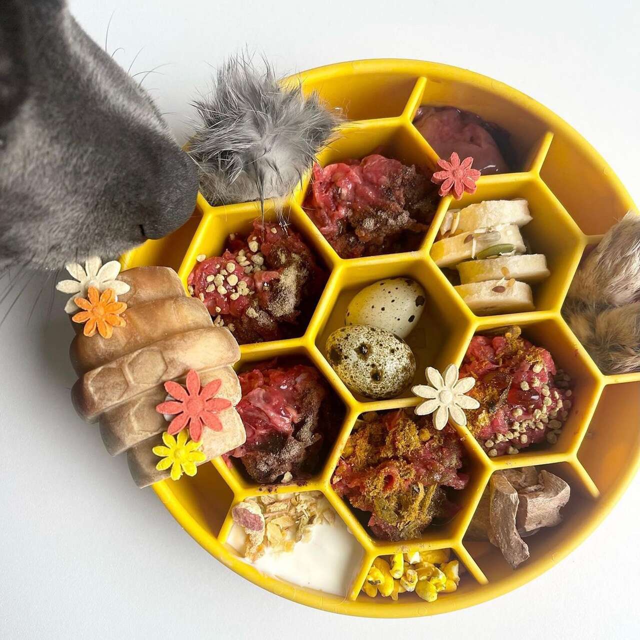 Comedouro Lento SodaPup Favo de Mel Amarelo para Cães - Tam. Único