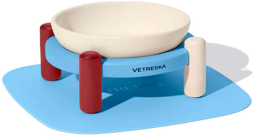 Comedouro de Cerâmica e Tapete Vetreska Mist and Merlot para Cães- Tam. M