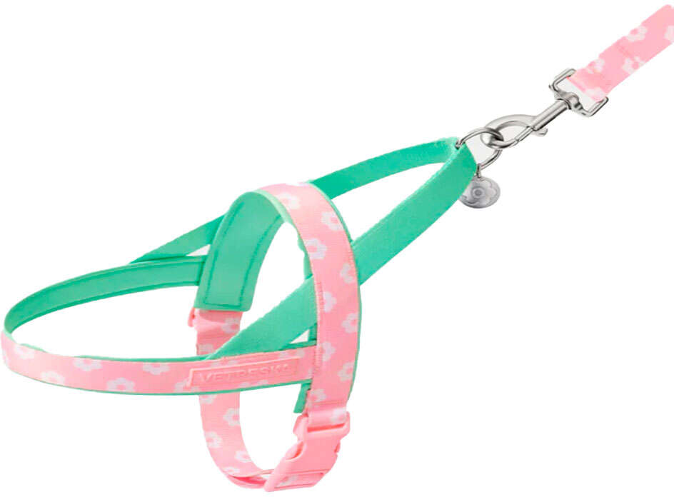Conjunto Peitoral e Guia Vetreska Flora para Cães - Tam. PP