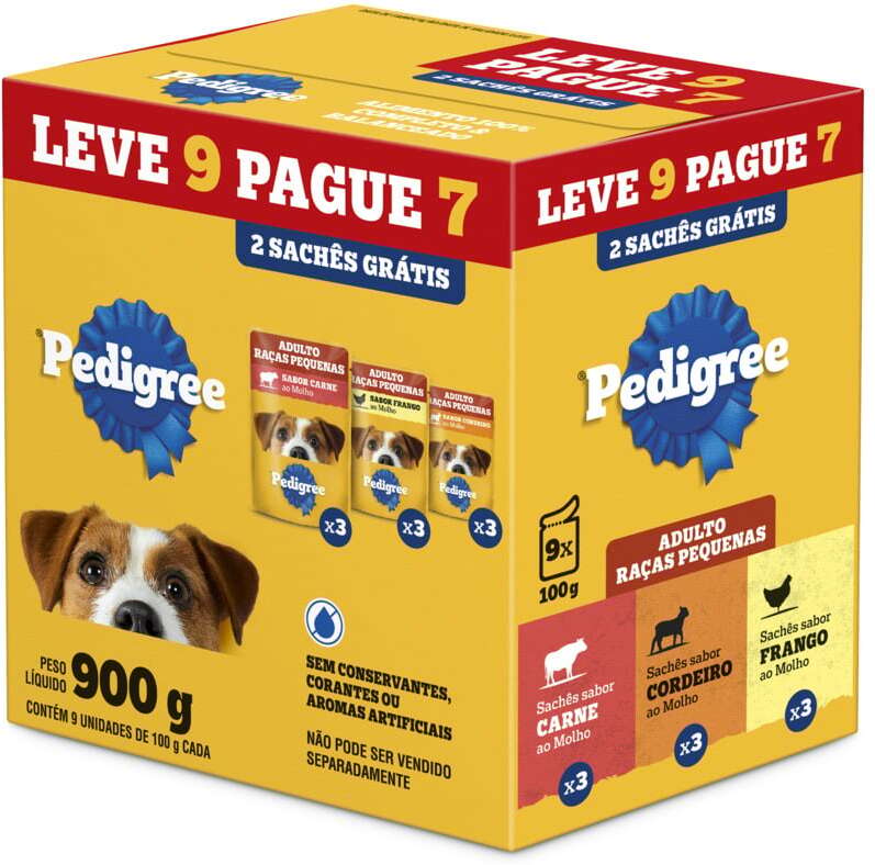 Ração Úmida Pedigree Sachê Carne e Frango para Cães Adultos 100 g - Leve 9 Pague 7