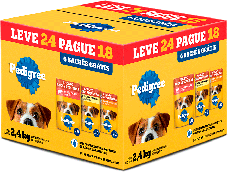Ração Úmida Pedigree Sachê Carne, Cordeiro e Frango para Cães Adultos de Raças Pequenas 100 g - Leve 24 Pague 18