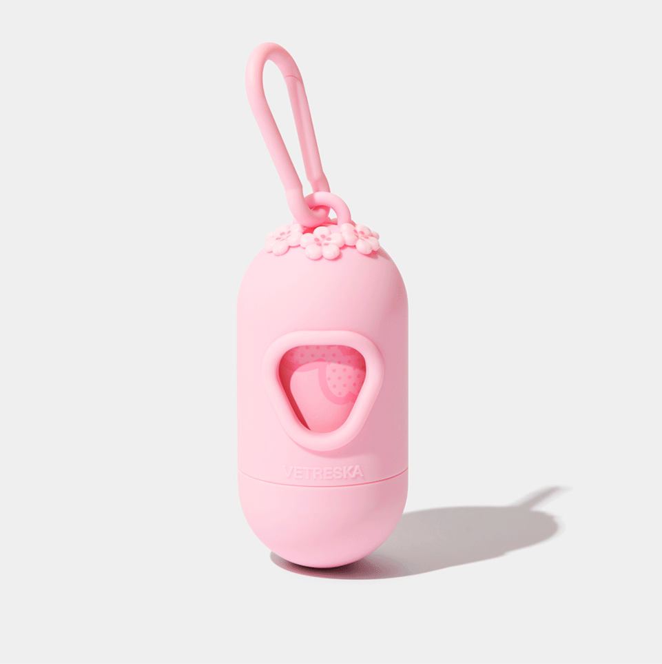 Kit Cata Caca Vetreska Flor de Cerejeira Dispenser com Saquinhos Higiênicos Biodegradáveis - 1 Rolo