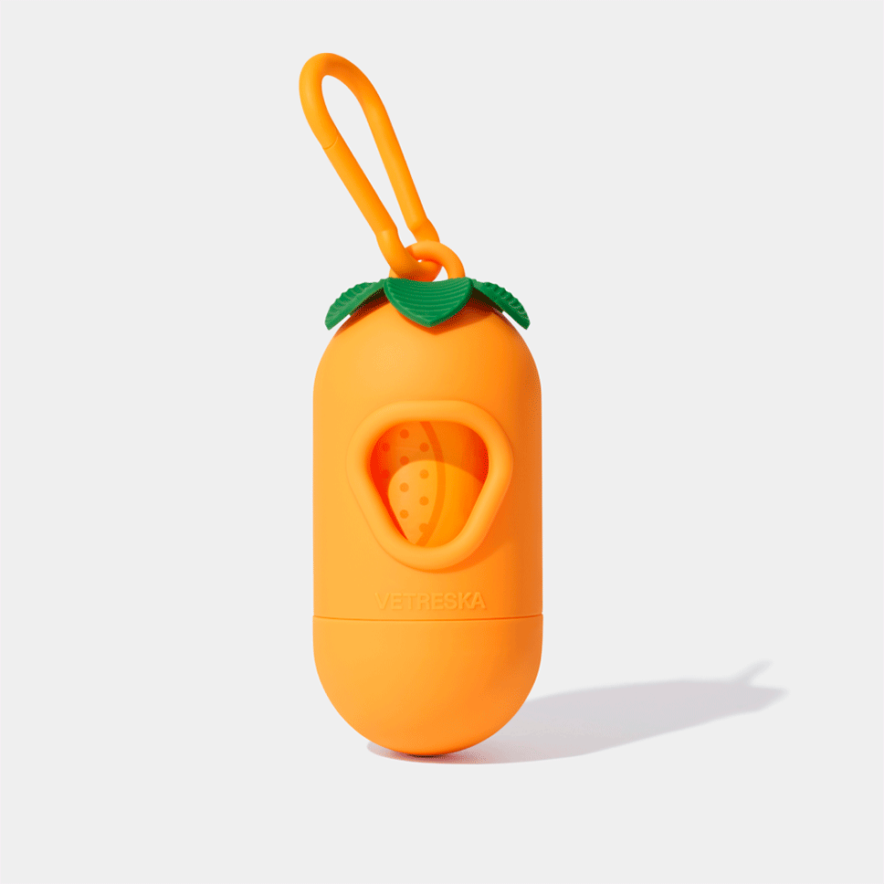 Kit Cata Caca Vetreska Aroma de Tangerina Dispenser com Saquinhos Higiênicos Biodegradáveis - 7 Rolos