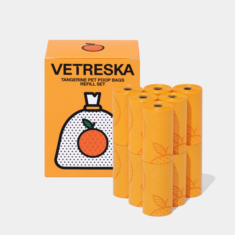 Refil Cata Caca Vetreska Aroma de Tangerina Saquinhos Higiênicos Biodegradáveis - 12 Rolos