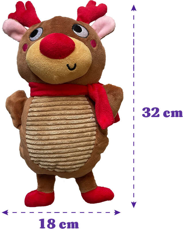 Brinquedo Pelúcia Savana Pet Rena Natalina Marrom para Cães - Tam. Único