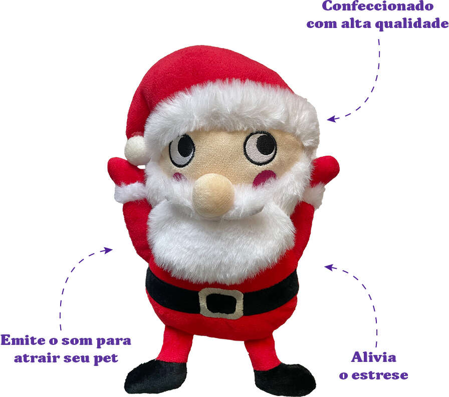 Brinquedo Pelúcia Savana Pet Papai Noel Clássico Branco para Cães - Tam. Único