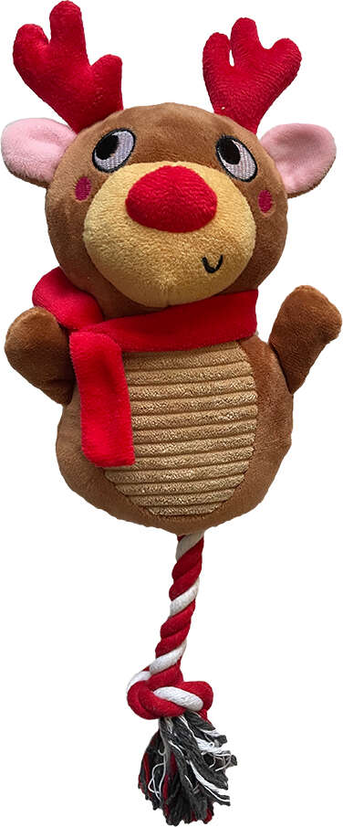 Brinquedo Pelúcia Savana Pet Rena com Corda Marrom para Cães - Tam. Único