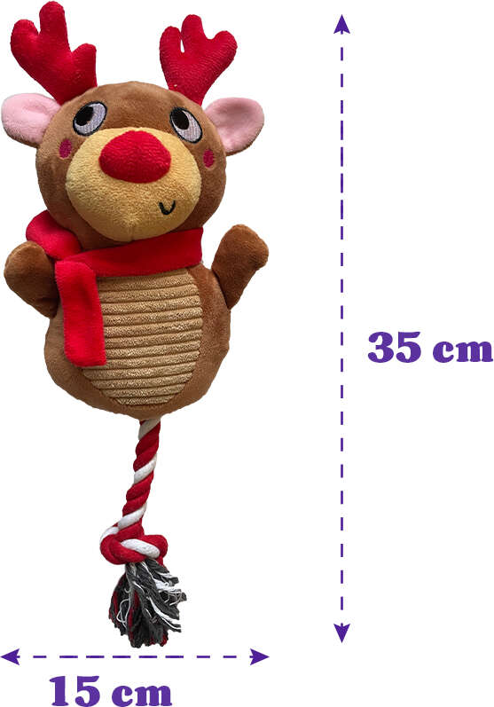 Brinquedo Pelúcia Savana Pet Rena com Corda Marrom para Cães - Tam. Único