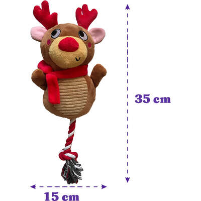 Brinquedo Pelúcia Savana Pet Rena com Corda Marrom para Cães