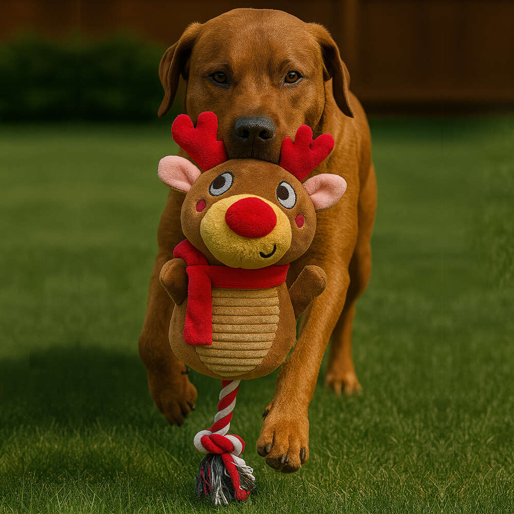 Brinquedo Pelúcia Savana Pet Rena com Corda Marrom para Cães - Tam. Único