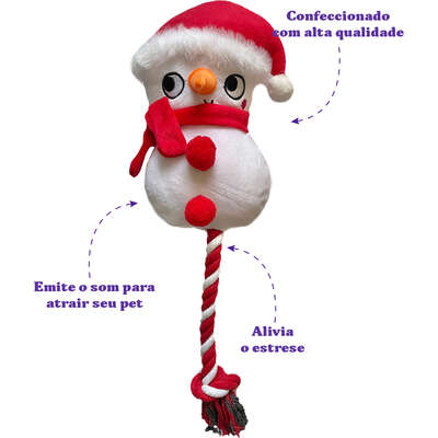 Brinquedo Pelúcia Savana Pet Boneco de neve com Corda Branco para Cães”