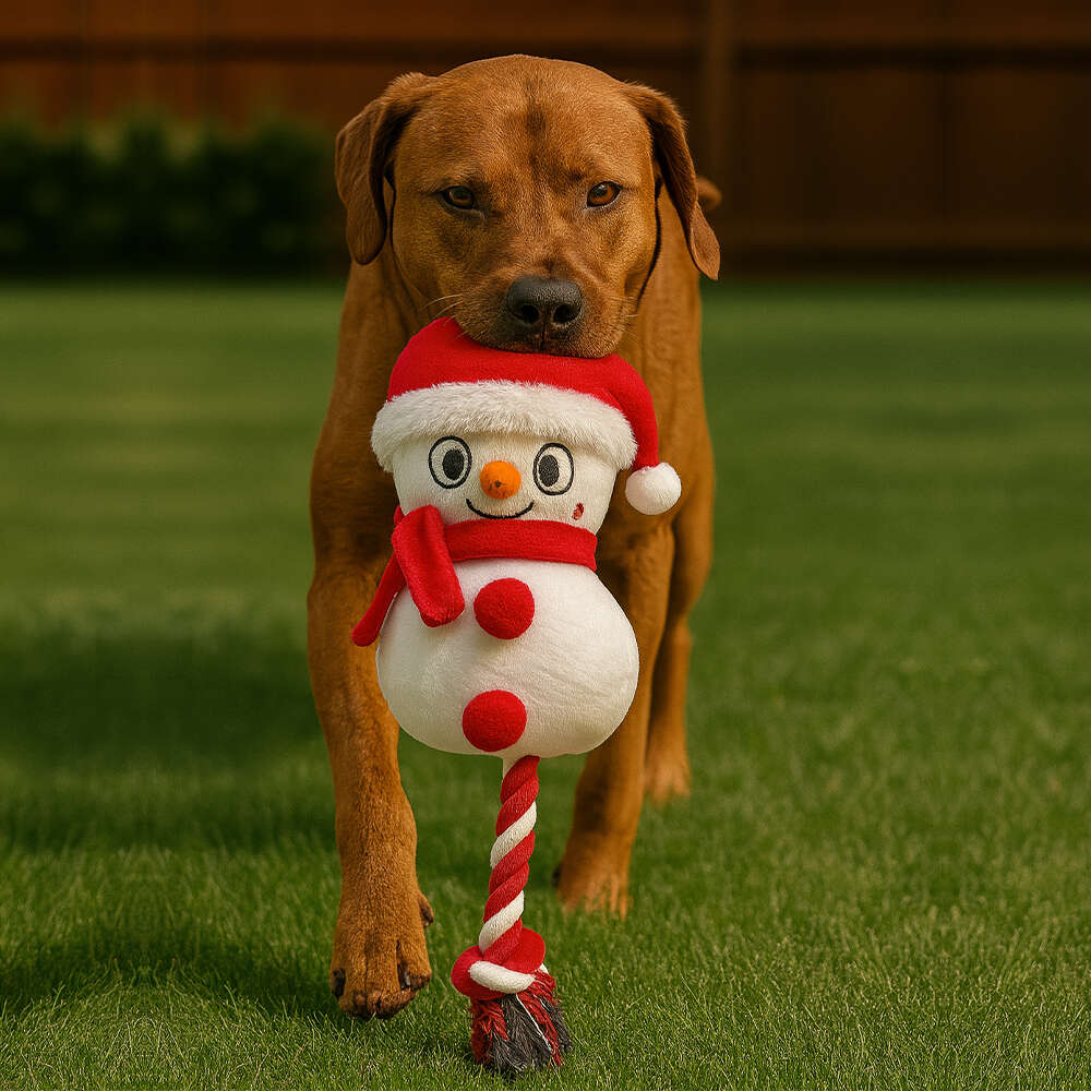 Brinquedo Pelúcia Savana Pet Boneco de neve com Corda Branco para Cães - Tam. Único