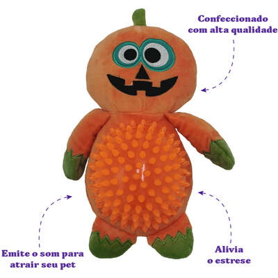 Brinquedo Pelúcia Savana Pet Abóbora com Mordedor GD para Cães