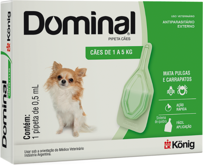 Antiparasitário Externo König Dominal 0,5 mL para Cães de 1 a 5Kg - 1 Pipeta