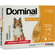 Antiparasitário Externo König Dominal 4 mL para Cães de 25,1 a 40Kg - 3 Pipetas