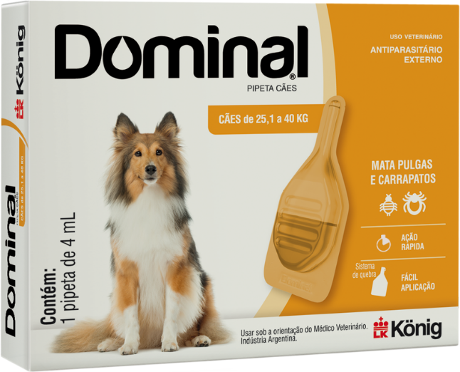 Antiparasitário Externo König Dominal 4 mL para Cães de 25,1 a 40Kg - 1 Pipeta