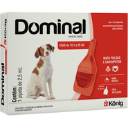 Antiparasitário Externo König Dominal 2,5 mL para Cães de 10,1 a 25Kg - 1 Pipeta