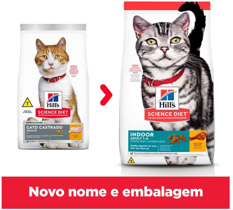 Ração Seca Hill's Science Diet Indoor para Gatos Adultos Castrados - 3,17Kg