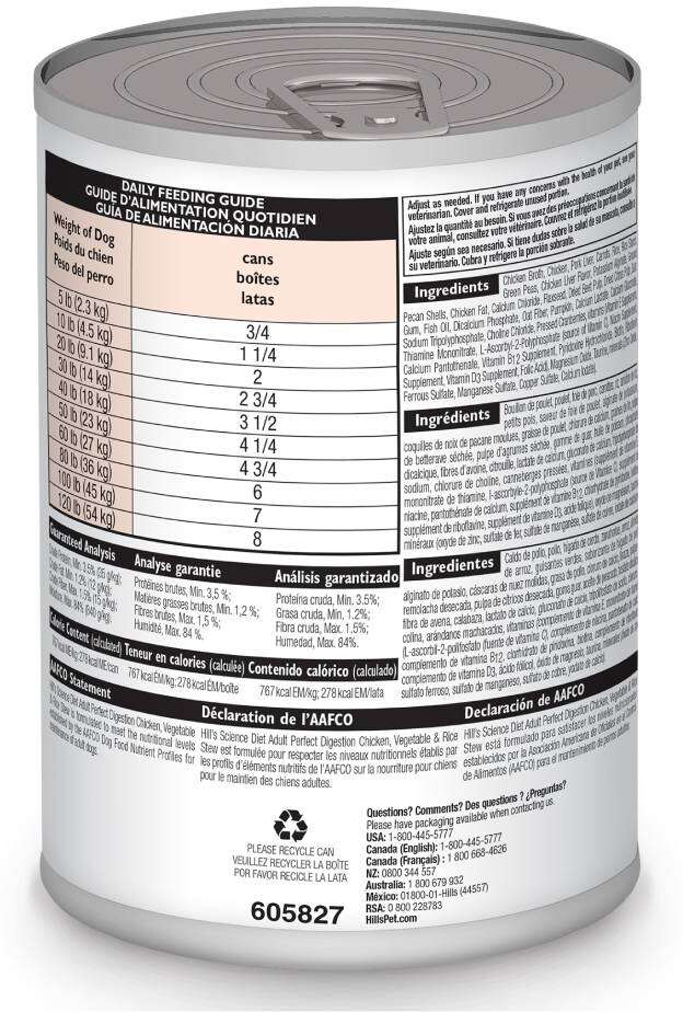 Ração Úmida Hill's Science Diet Digestão Perfeita Frango e Vegetais para Cães Adultos - 363 g