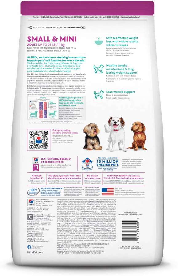 Ração Seca Hill's Science Diet Peso Perfeito Frango para Cães Adultos Porte Pequeno e Mini - 1,81Kg