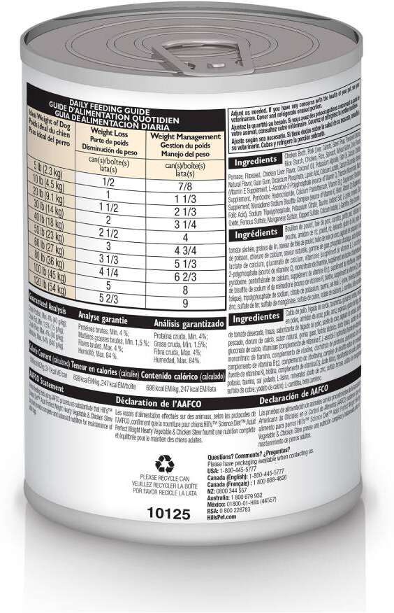 Ração Úmida Hill's Science Diet Peso Perfeito Frango e Vegetais para Cães Adultos - 354 g