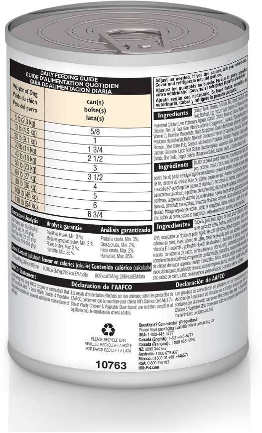 Ração Úmida Hill's Science Diet Vitalidade Sênior Frango e Vegetais para Cães Idosos - 354 g