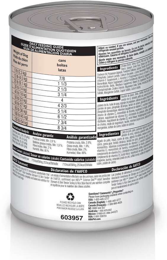 Ração Úmida Hill's Science Diet Pele Sensível Peru e Arroz para Cães Adultos - 354 g