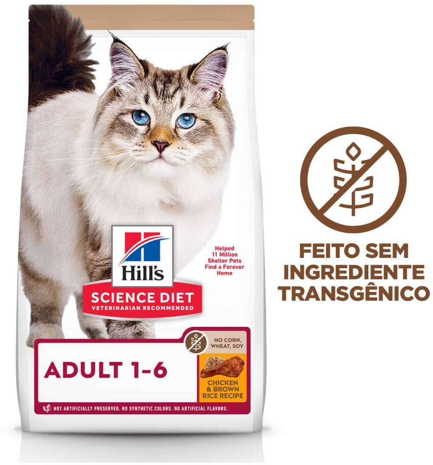 Ração Seca Hill's Science Diet Sem Milho, Trigo ou Soja para Gatos Adultos - 1,59Kg