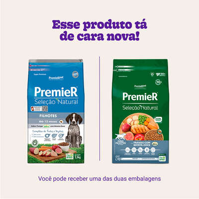 Ração Premier Pet Seleção Natural Frango Korin com Batata Doce Cães Filhotes Raças Médias