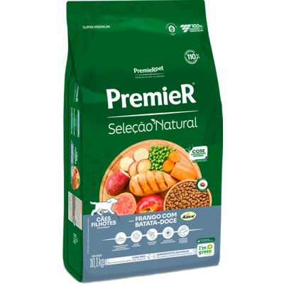 Ração Premier Pet Seleção Natural Frango Korin com Batata Doce Cães Filhotes Raças Médias
