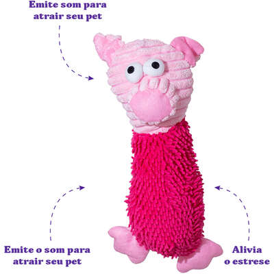 Brinquedo Pelúcia Savana Pet Porco Maluco Sonoro Rosa para Cães