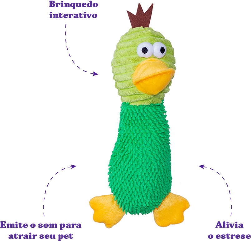 Brinquedo Pelúcia Savana Pet Pato Maluco Sonoro Verde para Cães - Tam. Único