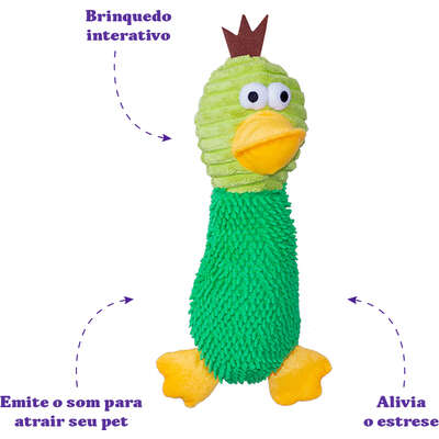 Brinquedo Pelúcia Savana Pet Pato Maluco Sonoro Verde para Cães