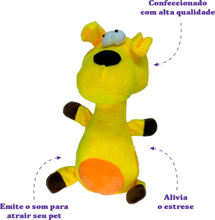 Brinquedo Pelúcia Savana Pet Girafa Amarela para Cães - Tam. Único
