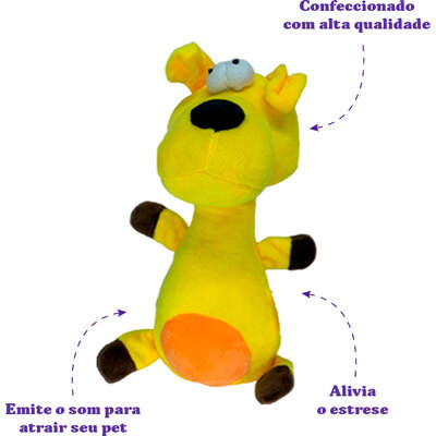 Brinquedo Pelúcia Savana Pet Girafa Amarela para Cães”